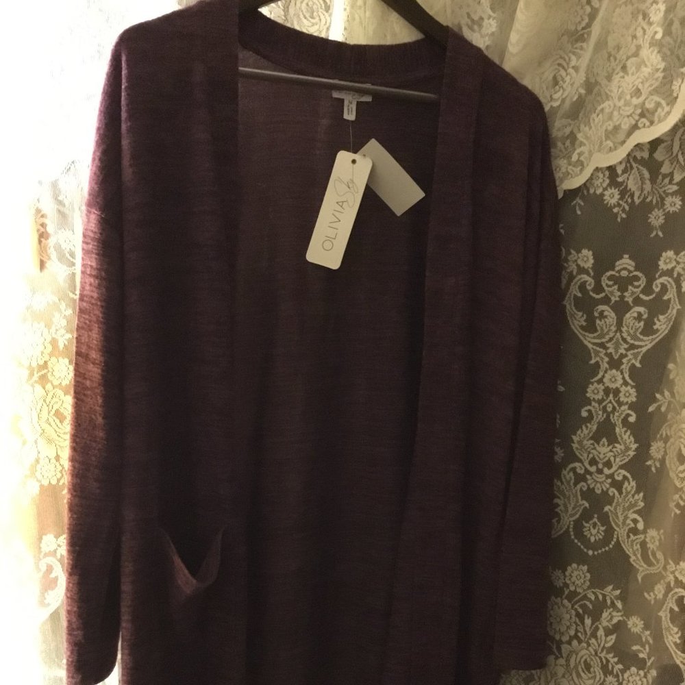 OLIVIA Marled Purple Sweater with POCKETS! NWT